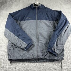 Columbia Jacket Mens Large Gray Blue Colorblock Core Interchange‎ Fleece Lined